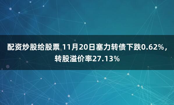 配资炒股给股票 11月20日塞力转债下跌0.62%，转股溢价率27.13%